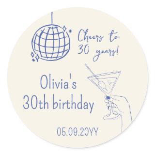 Retro Cocktail Birthday Party fancy Classic Round Sticker