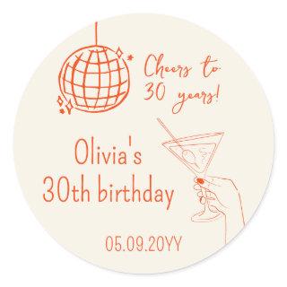 Retro Cocktail Birthday Party fancy Classic Round Sticker