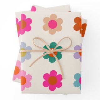 Retro Colorful Floral Preppy Abstract Flowers  Sheets