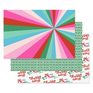 Retro Colorful Stripes, Patterns & Fonts Christmas  Sheets