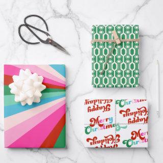 Retro Colorful Stripes, Patterns & Fonts Christmas  Sheets
