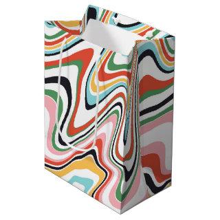 Retro Colorful Wavy Lines Modern Design Medium Gift Bag
