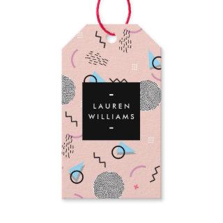 Retro Confetti Memphis Pattern Pink Gift Tags