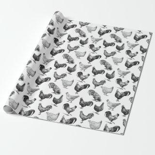 Retro Country Farm Chicken Pattern