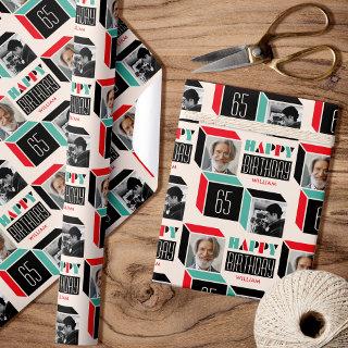 Retro Cube Modern Photo Birthday 65th Red Green