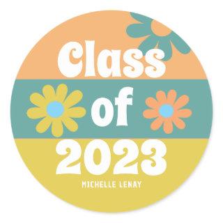 Retro Daisies Graduation Class of 2023 Classic Round Sticker