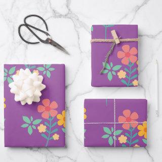 Retro Daisy Bouquet Pattern in Purple  Sheets
