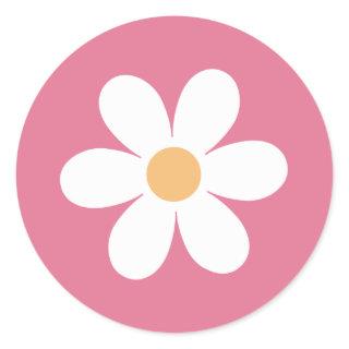 Retro Daisy Pink Classic Round Sticker