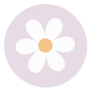 Retro Daisy purple Classic Round Sticker