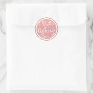 Retro Disco Pink and Orange Bridal Shower Classic Round Sticker