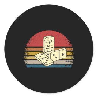 Retro Domino Player Dominoes Game Oldschool Boardg Classic Round Sticker