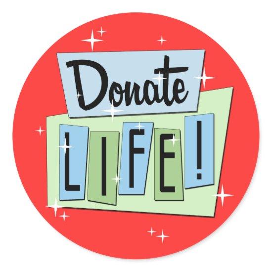 Retro Donate Life with red background Classic Round Sticker