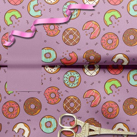 Retro Donut Pattern Berry Tissue Paper