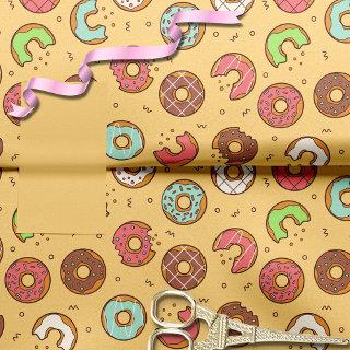 Retro Donut Pattern Orange Tissue Paper