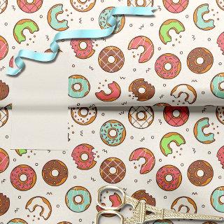 Retro Donut Pattern White Tissue Paper