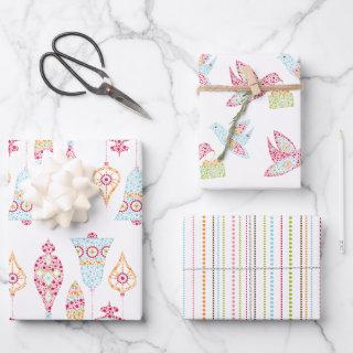 Retro Dots Christmas Birds and Ornaments  Sheets