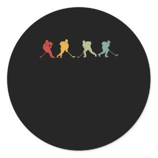 Retro field hockey silhouette field hockey player classic round sticker