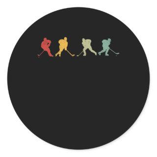 Retro field hockey silhouette field hockey player classic round sticker