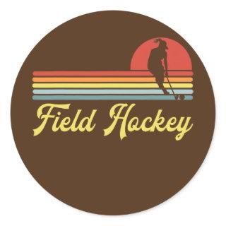 Retro Field Hockey Women  Classic Round Sticker