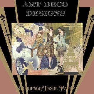 Retro Flappers in Paris Decoupage, Craft, Tissue Paper