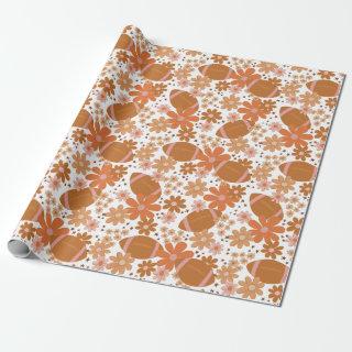 Retro Floral Autumn Fall Vibes Football Pattern