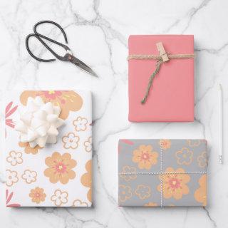 Retro Floral Pattern and Plain Pink  Sheets