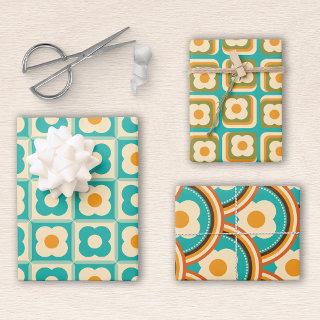 Retro Floral Pattern Teal, Cream, Orange  Sheets