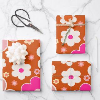 Retro Flower Pattern In Orange Peach Pink Floral  Sheets