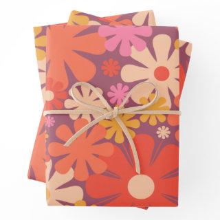 Retro Flowers 60s 70s Aesthetic Floral Pattern  Sheets