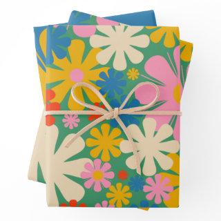Retro Flowers 60s 70s Colorful Floral Patterns  Sheets