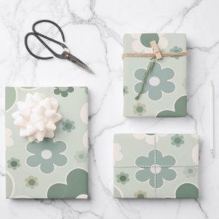 Retro Flowers Sage Green Abstract Floral  Sheets