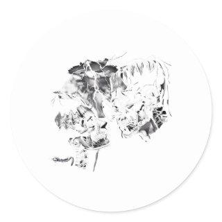 Retro Frankenstein Monster And Bride Halloween Rom Classic Round Sticker