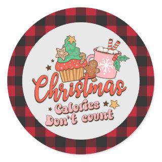 Retro Funny Christmas Calories Don’t Count  Classic Round Sticker