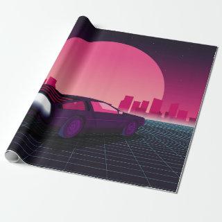 Retro future. 80s style sci-fi background with sup