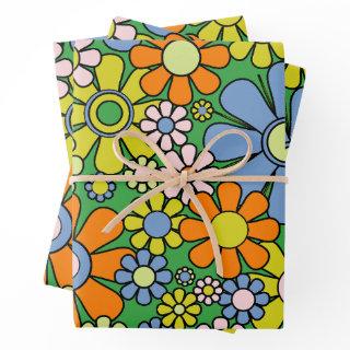 Retro Garden Flowers Groovy 60s 70s Colorful   Sheets