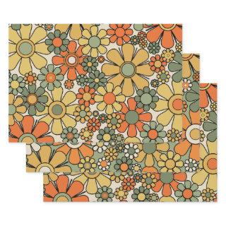 Retro Garden Flowers Groovy 60s 70s Floral Pattern  Sheets