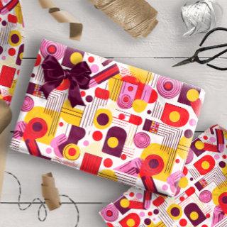 Retro Geometric Abstract Pat#13 Red Orange ID1067