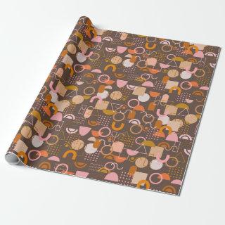 Retro Geometric Shapes in Brown Pink and Orange