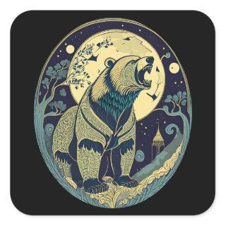 Retro Gift Bear Russia Art, poetry and music Square Sticker