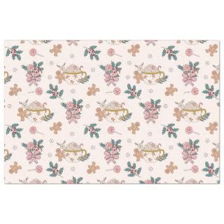 Retro Gingerbread Cookies and Tea Christmas  Tissue Paper