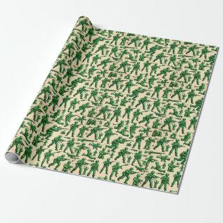 retro green army men toys design pattern