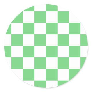 Retro Green Chessboard Checkerboard Tile Y2K  Classic Round Sticker