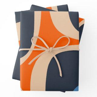 Retro Groove Abstract Pop Pattern Blue and Orange  Sheets
