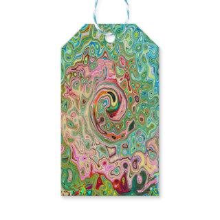 Retro Groovy Abstract Colorful Rainbow Swirl Gift Tags