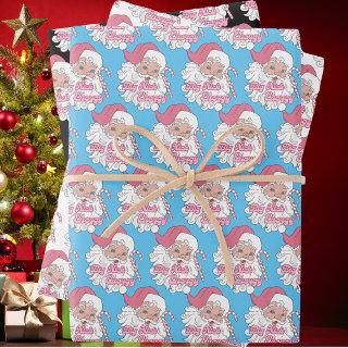 Retro Groovy Big Nick Santa Energy Pink Santa Xmas  Sheets