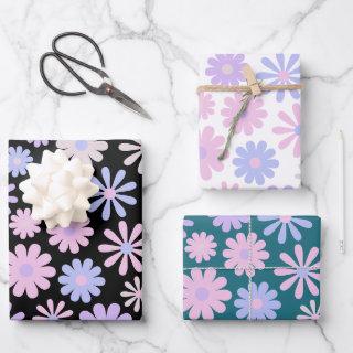 Retro Groovy Daisies Soft Pink Blue Purple  Sheets