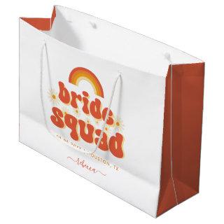 Retro Groovy Daisy Bride Squad Bachelorette Party Large Gift Bag