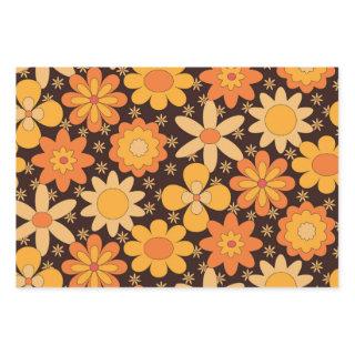 Retro Groovy Floral pattern Yellow and  Orange   Sheets