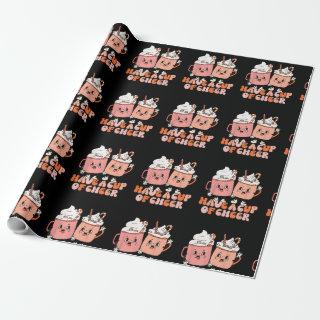 Retro Groovy Have A Cup of Cheer Christmas Cute Sa