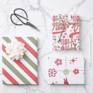 Retro Groovy Holly Jolly Vibes Holiday  Sheets